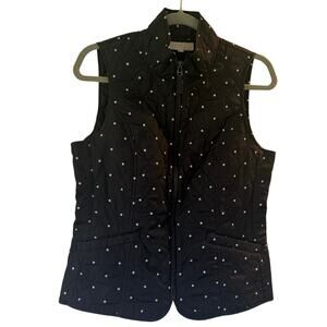Talbots Outlet Black Light weight Quilted Polka Dot Vest SP Fall Layer Cozy